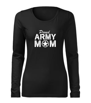 DRAGOWA Slim tricou de damă cu mânecă lungă army mom, negru 160g/m2