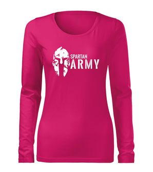 DRAGOWA Slim tricou de damă cu mânecă lungă spartan army, roz 160g/m2