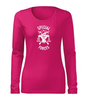 DRAGOWA Slim tricou de damă cu mânecă lungă special forces, roz 160g/m2