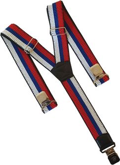 Bretele natur pentru pantaloni, alb-albastru-roșu