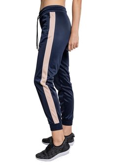 Pantaloni de trening Urban Classics Cuff Track pentru femei, bleumarin deschis