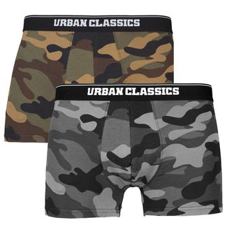 Urban Classics boxeri bărbați 2-pack, woodcamo + darkcamo