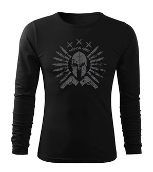 DRAGOWA Fit-T tricou cu mânecă lungă Ares, negru 160g/m2