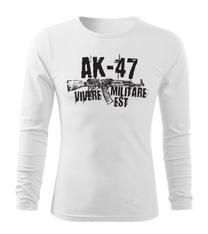 DRAGOWA Fit-T tricou cu mânecă lungă Seneca AK-47, alb 160g/m2