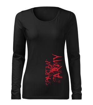 DRAGOWA Slim tricou de damă cu mânecă lungă RedWar, negru 160g/m2