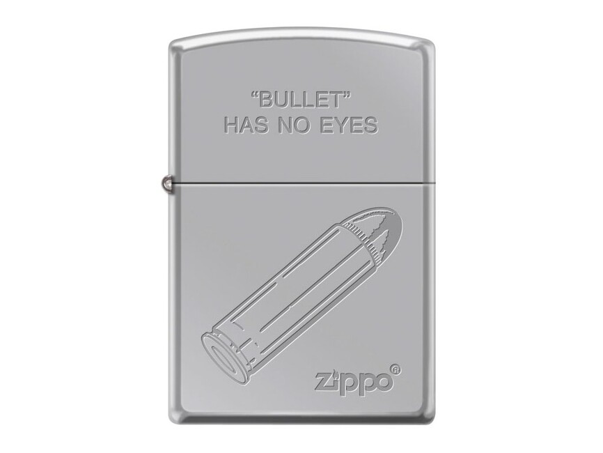 Brichetă Zippo pe benzină cu motiv Bullet Hub, cromată